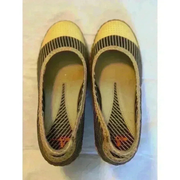 Raquel Women’s J Shoes JAYWALK US 7 EU 38 NAVY YELLOW STRAW WEDGE HEELS - Picture 7 of 8